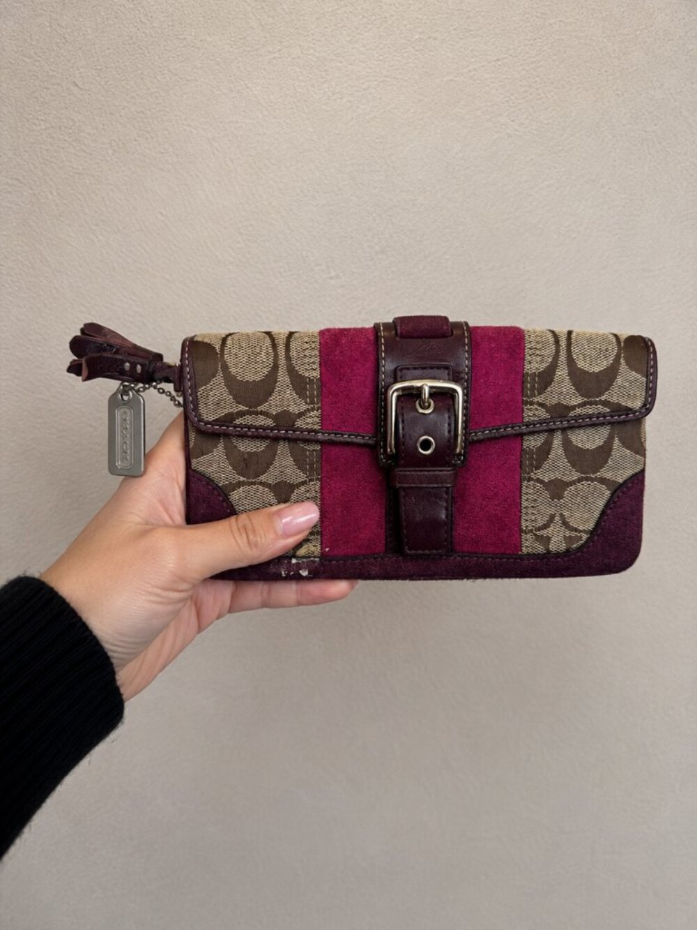 👜 Vintage Coach Signature Canvas Wristlet Wallet / Clutch 👜